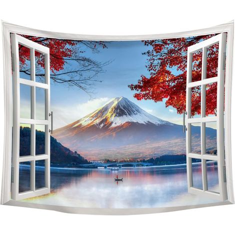 Wandteppich-Hintergrund, asiatisches Fuji-Berg-Fotobanner B