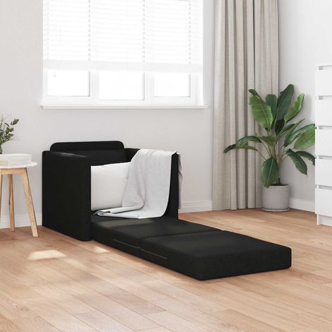 vidaXL Sofá Cama Plegable 61cm Negro tela (1/5)