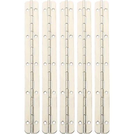 Lot de 5 charnières continues pour boîte à bijoux, charnières de coffre à 180 degrés, remplacement-19X1.9X0.5CM-Silver (1/4)