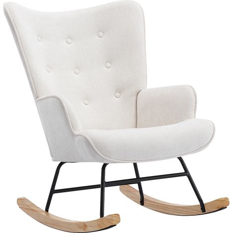 Poltrona a dondolo in Tessuto melange Beige ELMINA II (1/5)