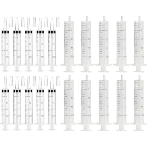 20 Pièces 20ml Seringue Stériles(Sans Aiguille) avec Casquettes, Jetables en Plastique Seringue pour Nourrir Petit Animal avec des Aliments ou des Médicaments (1/5)