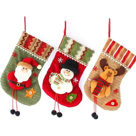 Chaussettes de Noël Mini, décorations de Noël, sacs cadeaux pour enfants, Père Noël, bonhomme de neige Reiner, lot de 3, artisanat fin (1/5)