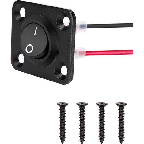 1Pcs 12V-24V interrupteur a bascule, Interrupteur à Bascule Rond,1Gangs, rond Panneau de commutation 12V pour Voiture, Camion, Voitures de Course, Marine 6A/ 250V, 10A/125V (1/5)