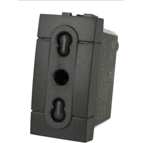 Presa Bipasso Bivalente 2P+T 10/16A Nera Compatibile con Bticino Living SD81800 (1/5)