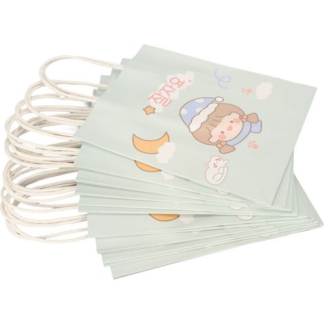 12 sachets cadeaux en papier kraft blanc, réutilisables, grande capacité, avec anses, mini sacs à cadeaux pour travail et école, type 2 (1/5)