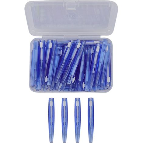 60 brossettes interdentaires, cure-dents fins pour appareil dentaire, poignée PP, soin orthodontique, adultes enfants, bleu (1/5)