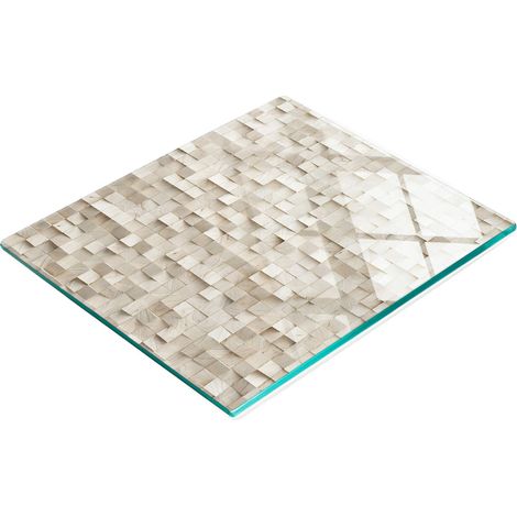 Planche de service de cuisine en verre trempé avec motifs, bois, 60 x 52 cm (1/5)