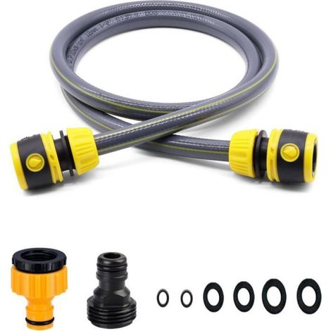 1 kit de conexión para manguera, rosca de 3/4", conector rápido de 16 mm, adaptador 2 en 1, para riego de jardín. (1/5)