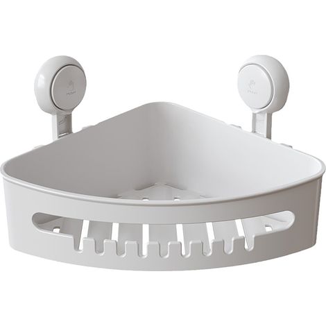 Porte-Produits De Salle De Bain - Porte-Shampooing D'Angle Avec Ventouses - Sans Perçage - Installation En Une Seconde - Blanc - 1 Pièce (1/5)