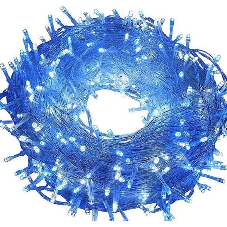 Luci natalizie per albero di Natale, 288 LED a forma di bruco, a grappolo, colore blu, 2 m (1/5)