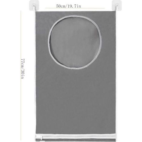 Sac À Linge - Tissu Oxford - 77x50 Cm - Suspendu - 2 Pièces - Gris (1/4)