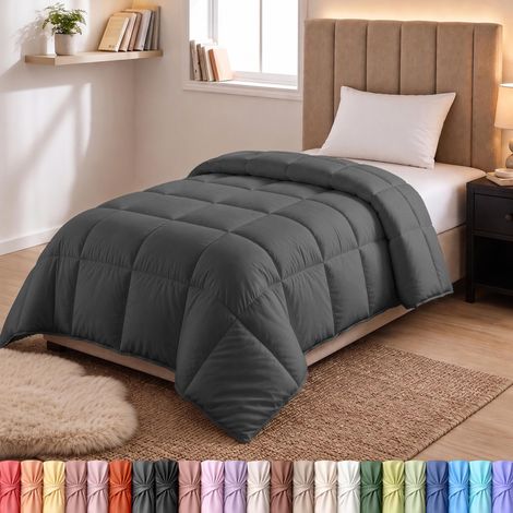 Couette sans Housse pour Toute l'année 4,5 tog, en Microfibre Douce et Respirante à Point carré, idéale pour Temps Froid, Lavable en Machine (Gris, lit jumeau) (1/5)