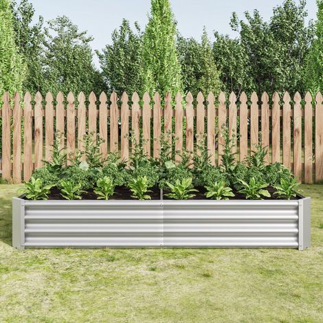 Potager surélevé en métal, fabriqué en tôle d'acier robuste, stable et résistant à la rouille. Kit sans fond, idéal pour les légumes, les herbes aromatiques et les fleurs. Anthra (1/5)