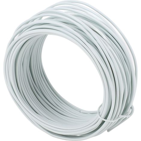 Fil de ligature en fer galvanisé, flexible, pour câble de télécommunication PVC, 1,5 mm x 20 m, à extrémité arrondie, blanc (1/5)
