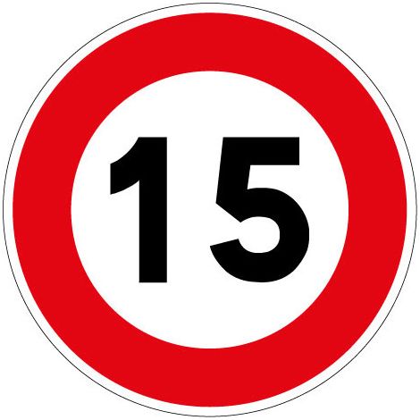 PANNEAU LIMITATION DE VITESSE 15KM/H (B14GALVA15) - Diamètre 450 mm