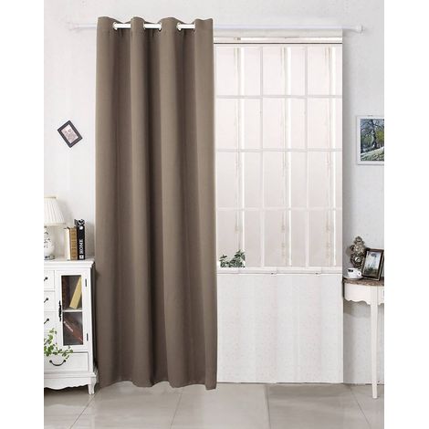WOLTU Thermovorhang Kälteschutz Verdunklungsvorhang Blickdicht mit Ösen, 250g/m² Dicke Thermogardine warm Hitzeschutz Wärmeisolierende Vorhänge für Wohnzimmer, Taupe(1 Stück), 135x225 cm