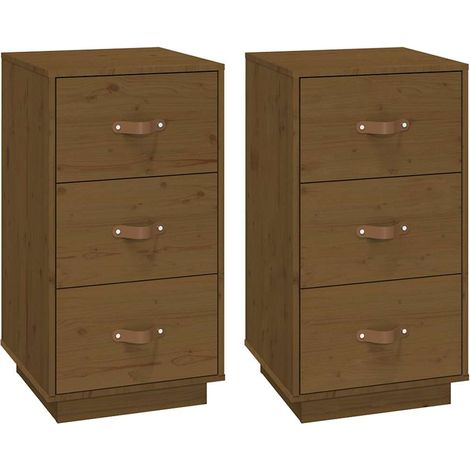 Maison Exclusive - Mesitas de noche 2 uds madera de pino marrón m (1/5)