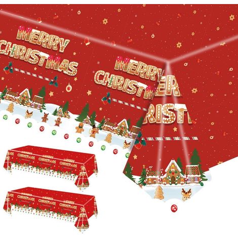 2er Set Weihnachtstischdecke 137x274cm, wasserdicht, Lebkuchenmann-Design