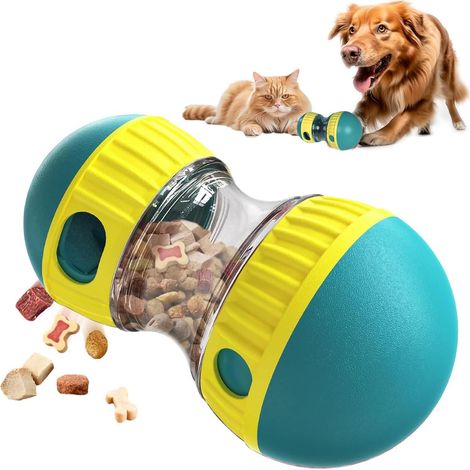 Jouet d'occupation Chien interactif, Jouet Distributeur croquettes Chien, Jeu Balle Occupation Distributeur croquettes, avec Sortie de Nourriture réglable (Verte) (1/5)