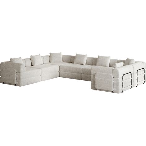Canapé convertible 2-en-1 avec rangement dans l'accoudoir et structure en acier (1/5)