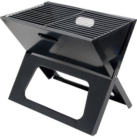 Faltbarer und tragbarer Grill, ideal für Grillabende im Freien, Camping, Reisen, Picknicks und Strandpartys – Schwarz (1/5)
