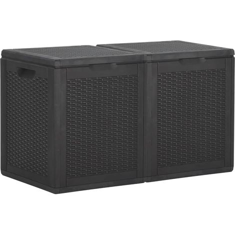 Boîte de rangement de jardin 180 L Noir PP (1/5)