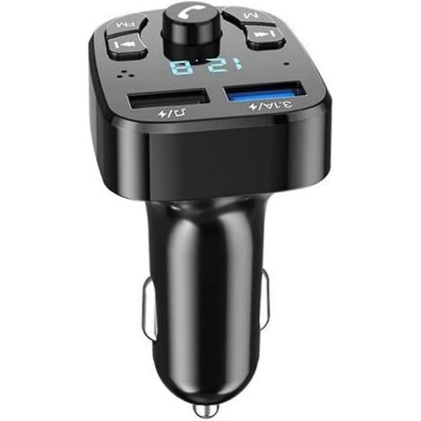Transmetteur FM - Bluetooth Sans Fil - Lecteur MP3 Pour Voiture - Affichage Tension Batterie - 2 Ports USB - 3,1 A - Compatible 12-24 V (1/5)