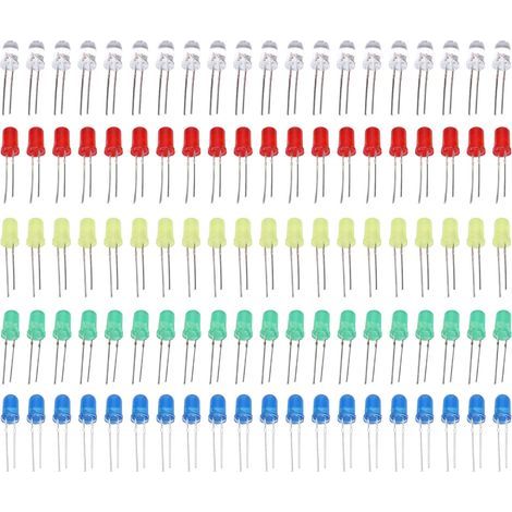 Kit de 100 diodes LED 3 mm/5 mm, couleurs variées, non toxiques et économes en énergie, pour décoration DIY (3 mm) (1/5)