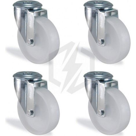 Lot roulettes à oeil pivotante polypropylène diamètre 100mm charge 390kg
