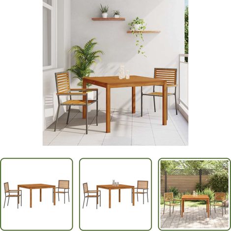 Gartenstühle - Garten Essgruppe 3 pcs Grau Massivholz Akazie (1/5)