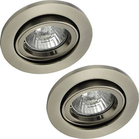 Litecraft Recessed Downlight Fire Rated Tiltable Spotlight Satin Chrome - 2 Pack (1/5)