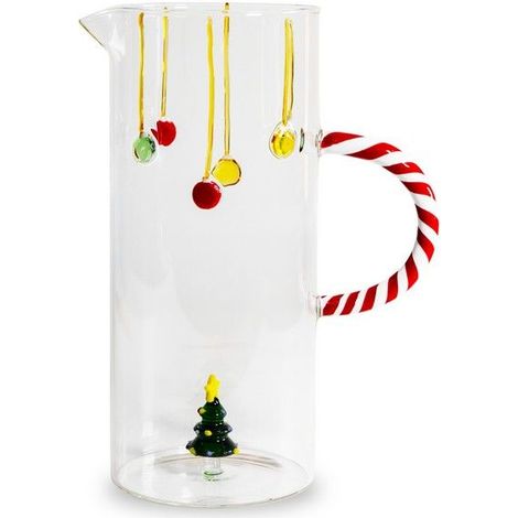 Caraffa in Vetro con Decoro Albero di Natale 1.3 L Trasparente e Verde Wd Lifestyle