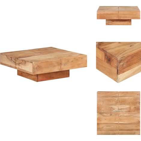 Table basse 80x80x28 cm Bois d'acacia massif - Table Basse - Meuble Salon - Acacia Massif - Table Design - Mobilier Tendance (1/5)