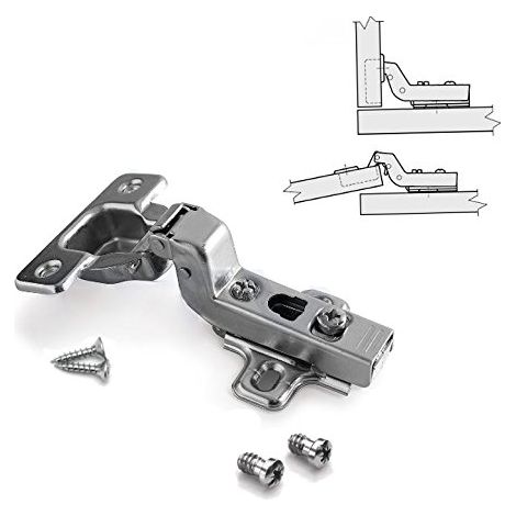 Charnière Encastrable pour Porte de Meuble, Réglage 3D, Montage Facile Clip-On, Durabilité 80 000 Cycles, Acier Finition Nickelé, avec Embase (1/2)