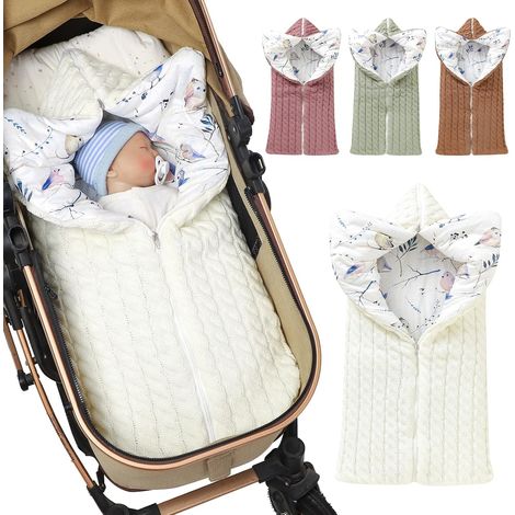 Multifunktionale Babydecke - 1 Stück - gestrickter Schlafsack, geeignet für Neugeborene und Kinderwagen, 0-12 Monate (beige) (1/3)