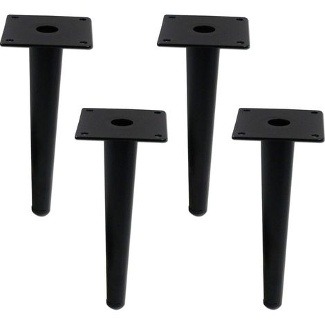 Pieds de meubles ronds coniques, robustes, pour armoire, armoire, chaise, Table, pieds en métal avec vis de montage, hauteur 20 cm, noir (1/5)