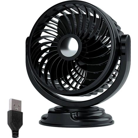 Ventilateur électrique miniature universel USB 5V 12V 24V pour voiture, rotation à 360 degrés avec interrupteur - 5V -