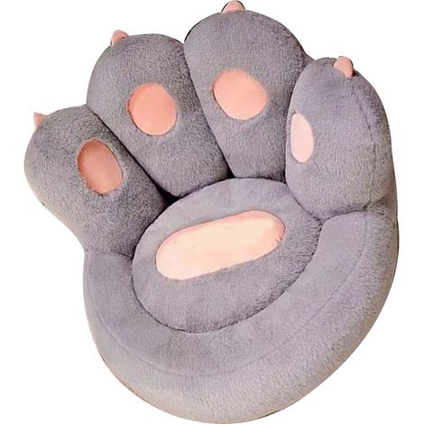 Coussin patte de chat style INS, coussin de chaise kawaii en forme de patte de chat, coussin mignon et confortable pour canapé et sol, gris (1/5)