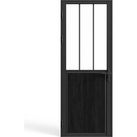 Blocco porta reversibile H204 x L93 cm in Alluminio e Vetro temperato Stile atelier - ERMELO (1/5)