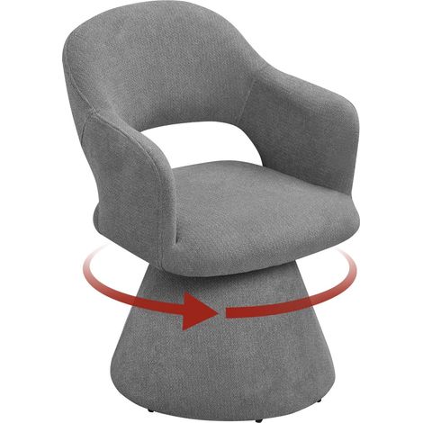 WOLTU Chaise Pivotante Salle à Manger en Lin, Fauteuil de Cuisine avec Dossier Haut et Accoudoirs, Cadre Métallique, Gris (1/5)