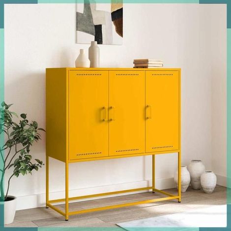Buffet haut - 846539 - jaune moutarde - acier - 100,5 x 39 x 107 cm (1/5)
