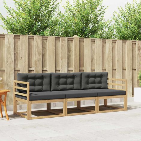 vidaXL Outdoor-Sofagarnitur 3 pcs Weiß und Anthrazit Polyester (1/5)