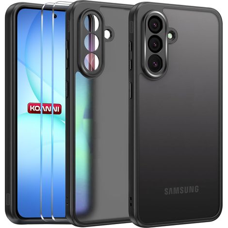 Custodia nera opaca per Samsung A36 / A56 / A37 / A57 + 2 vetri Koanni (1/5)