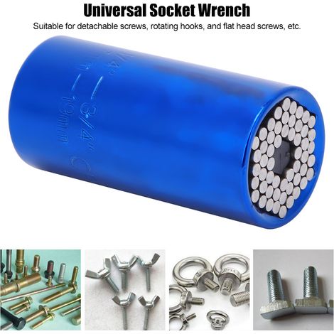 Douille universelle 1/4 po - 3/4 po, bielle CR V 3/8 po pour l'industrie automobile (bleu) (1/4)