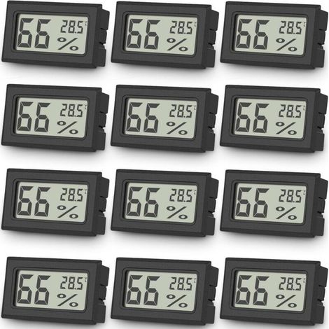 Set mit 12 digitalen Mini-Innenthermometern – Raum- und Feuchtigkeitsthermometer – Großes LCD-Display (℉/°C) – Für Gewächshäuser, Autos, Wohnungen und Büros (1/4)