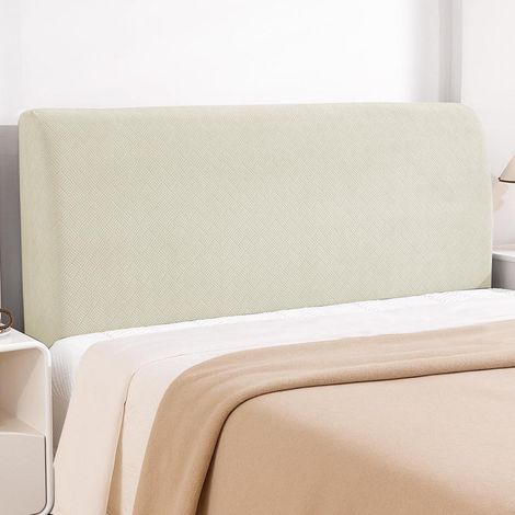 Housse de tête de lit 180cm, stretch, protection 360°, lavable, beige (1/5)