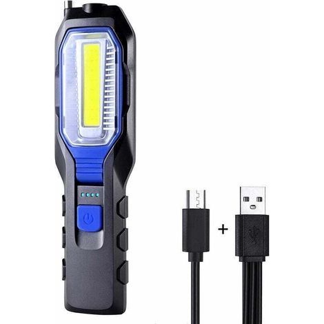 Wiederaufladbare LED-Arbeitsleuchte, leistungsstarke, tragbare LED-Arbeitsleuchte, magnetische USB-Lampe, 2800-mAh-COB-Akku, Haken und Ladekabel (1/5)