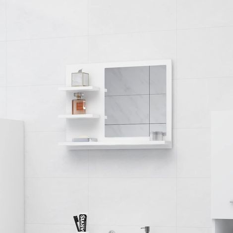 vidaXL Espejo de baño madera contrachapada blanco 60x10,5x45 cm (1/5)