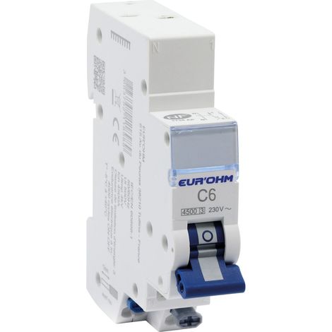 20303 Eur'ohm Disjoncteur 1p+n 6a Courbe C Connexion Automatique 4,5ka Nf