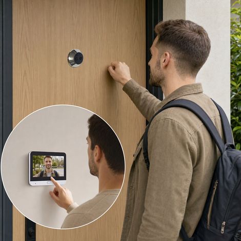 1080P Judas de Porte Camera Surveillance, Visiophone Connecté Interphone, Judas Numérique 4,3’’ Écran Batterie 5000mAh, PIR Motion Detection, Audio Bidirectionnel (1/5)